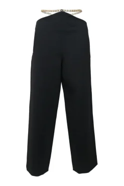 Black chainlink-trimmed wool-blend pull-on Suspend tailored trousers