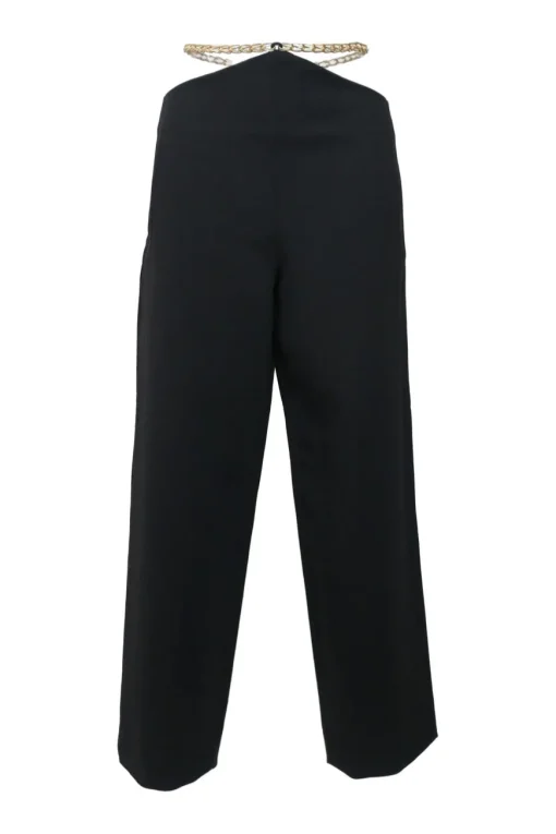 Black chainlink-trimmed wool-blend pull-on Suspend tailored trousers