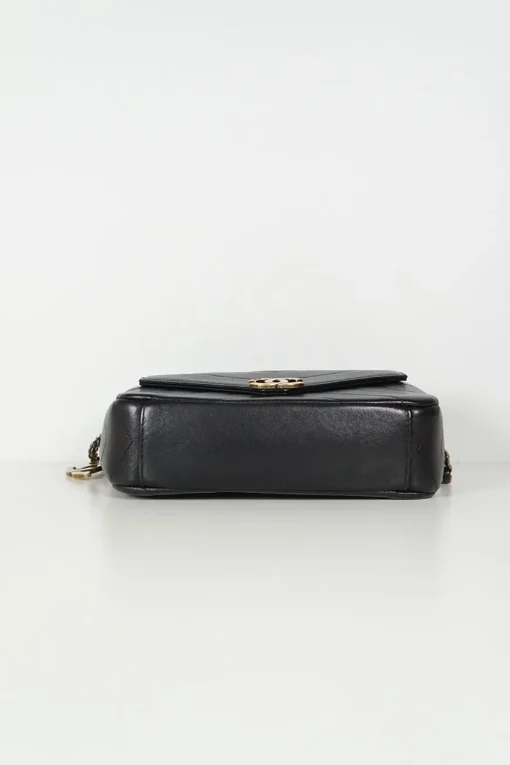 Black Chanel Coco chevron envelope and camera case crossbody bag with detachable wallet from 2016 Cruise Collection