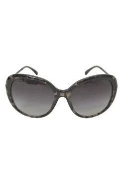 Black check acetate and tinted polycarbonate oversized sunglasses