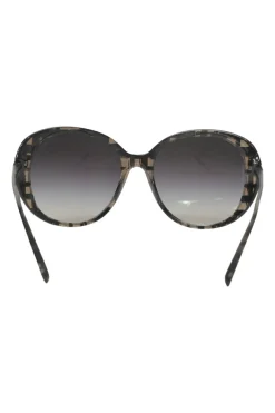 Black check acetate and tinted polycarbonate oversized sunglasses