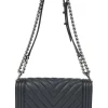 Black chevron panelling caviar leather Medium V-Stitch Boy Bag with aged ruthenium hardware