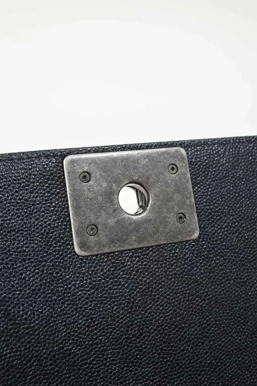 Black chevron panelling caviar leather Medium V-Stitch Boy Bag with aged ruthenium hardware