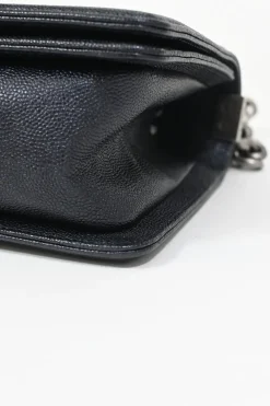 Black chevron panelling caviar leather Medium V-Stitch Boy Bag with aged ruthenium hardware