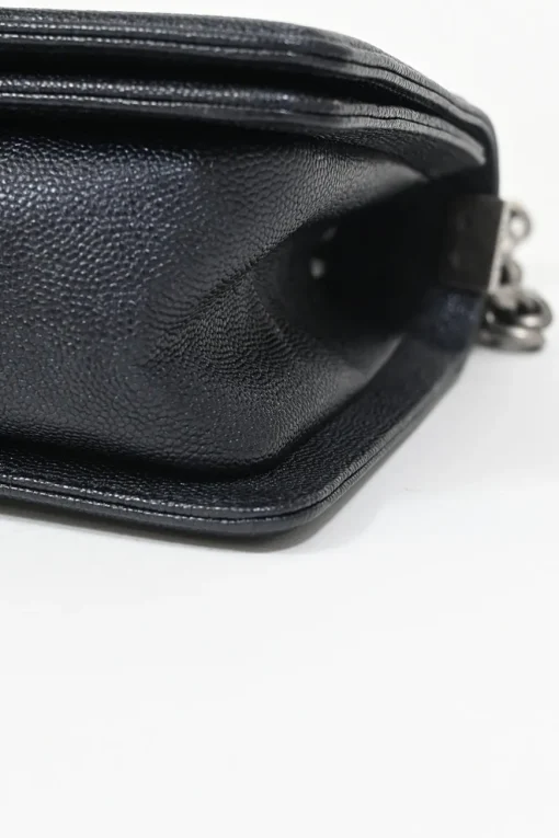 Black chevron panelling caviar leather Medium V-Stitch Boy Bag with aged ruthenium hardware