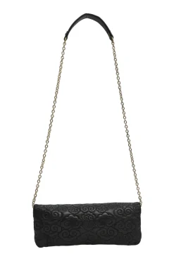 Black cloud-quilted leather crossbody chain flap bag with jade turnlock fastening