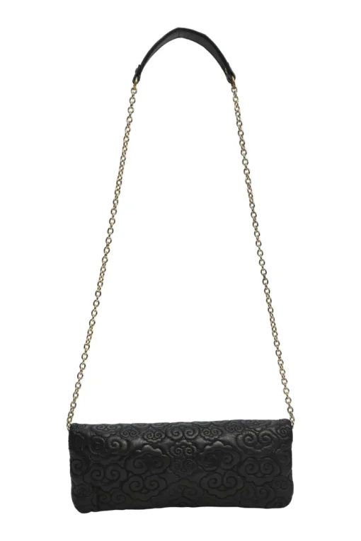 Black cloud-quilted leather crossbody chain flap bag with jade turnlock fastening