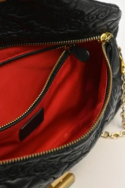 Black cloud-quilted leather crossbody chain flap bag with jade turnlock fastening