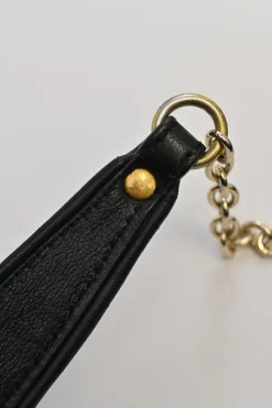 Black cloud-quilted leather crossbody chain flap bag with jade turnlock fastening