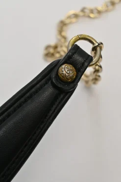Black cloud-quilted leather crossbody chain flap bag with jade turnlock fastening