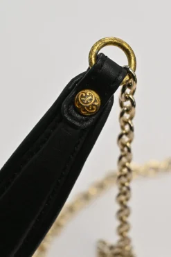 Black cloud-quilted leather crossbody chain flap bag with jade turnlock fastening