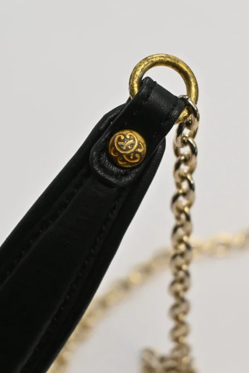 Black cloud-quilted leather crossbody chain flap bag with jade turnlock fastening
