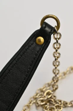 Black cloud-quilted leather crossbody chain flap bag with jade turnlock fastening