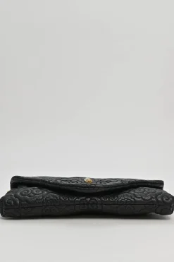 Black cloud-quilted leather crossbody chain flap bag with jade turnlock fastening