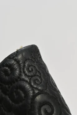 Black cloud-quilted leather crossbody chain flap bag with jade turnlock fastening