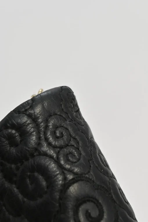 Black cloud-quilted leather crossbody chain flap bag with jade turnlock fastening