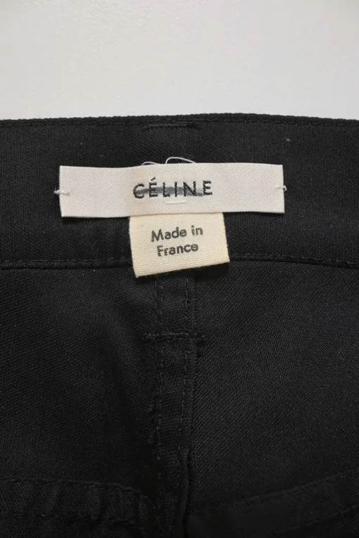 Black coated high-rise woven pants with turn-up cuffs