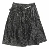 Black cotton floral broderie Anglaise pull-on high-rise A-line slash skirt with frill trim appliqué