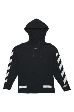 Black cotton French terry signature OFF STAMP pullover hoodie