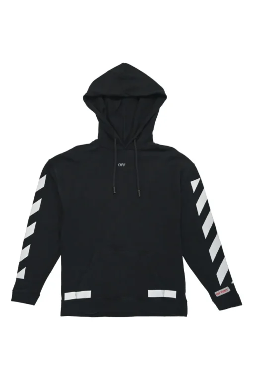 Black cotton French terry signature OFF STAMP pullover hoodie