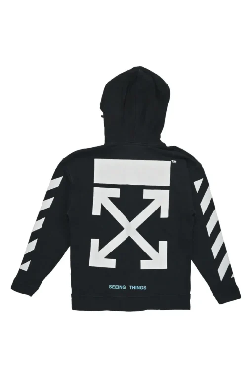 Black cotton French terry signature OFF STAMP pullover hoodie