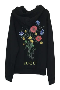 Black cotton French terry pullover Chateau Marmont hoodie with drawstring hood