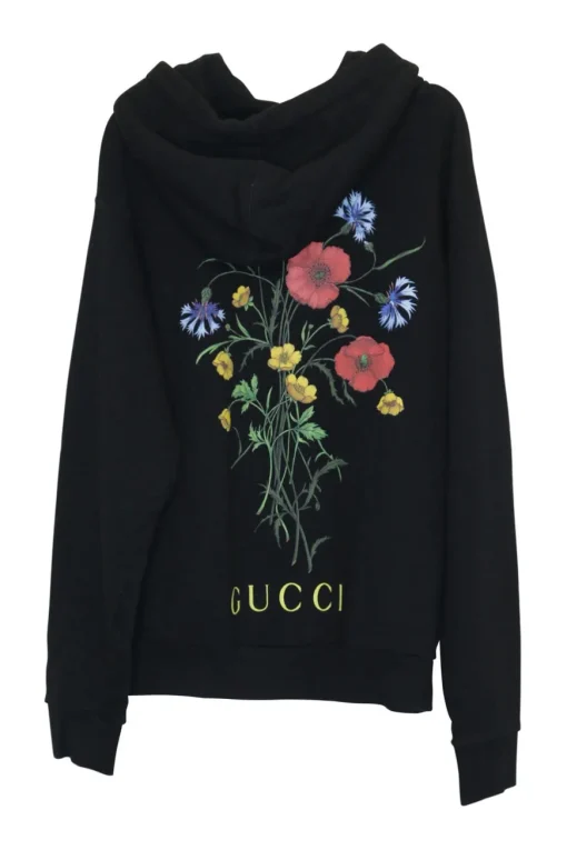Black cotton French terry pullover Chateau Marmont hoodie with drawstring hood