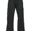 Black cotton high-rise wide-leg cargo pants