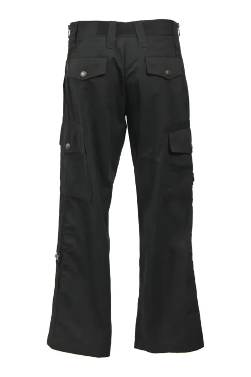 Black cotton high-rise wide-leg cargo pants