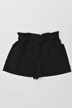 Black cotton Ike high-rise paper-bag waist belted shorts with hip patch pockets