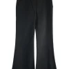 Black cotton low-rise flared tailored trousers with concealed bar and zip closure at front