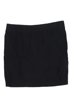 Black cotton pull-on low-rise gathered mini skirt with elasticated waistband