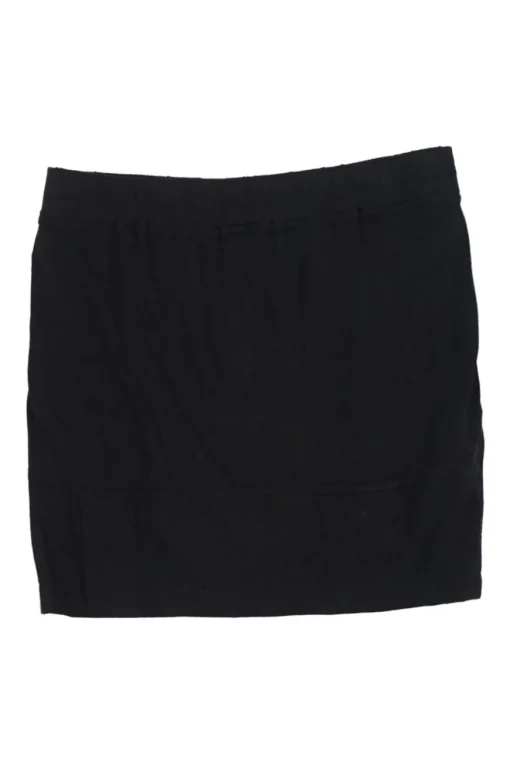 Black cotton pull-on low-rise gathered mini skirt with elasticated waistband