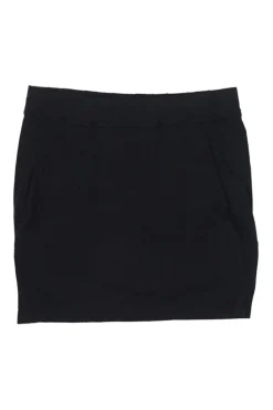 Black cotton pull-on low-rise gathered mini skirt with elasticated waistband