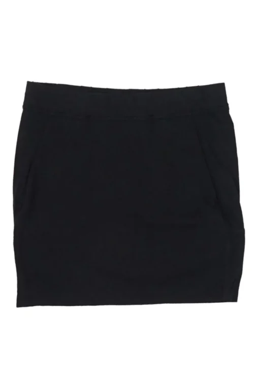 Black cotton pull-on low-rise gathered mini skirt with elasticated waistband