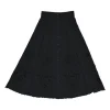 Black cotton-blend cotton broderie Anglaise button-front A-line skirt with scalloped hem