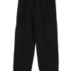 Black cotton-blend drawstring waist minimal cargo trousers