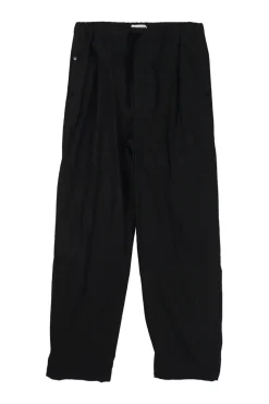 Black cotton-blend drawstring waist minimal cargo trousers