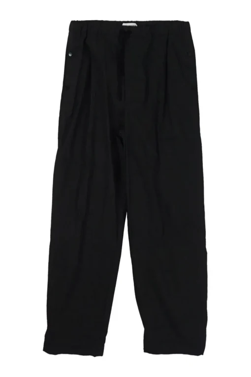 Black cotton-blend drawstring waist minimal cargo trousers