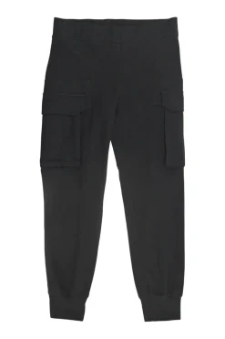 Black cotton-blend French terry pull-on high-rise cargo joggers