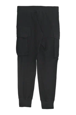 Black cotton-blend French terry pull-on high-rise cargo joggers
