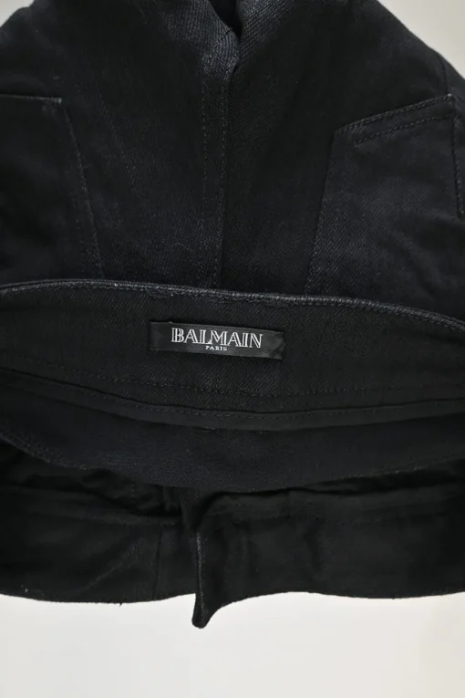 Black cotton-blend low-rise moto jeans