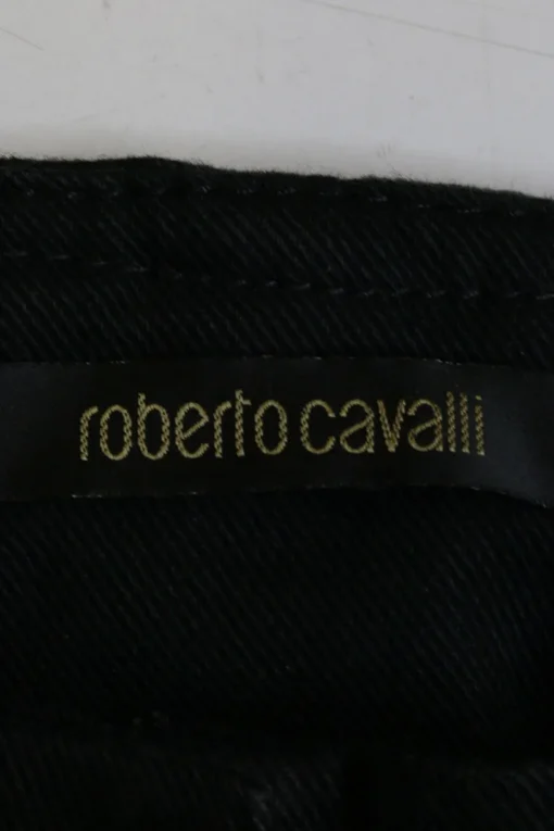 Black cotton-blend low-rise skinny jeans with crystal-embellished logo buckle fastening