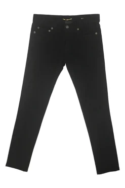 Black cotton-blend mid-rise pull-on cigarette skinny jeans