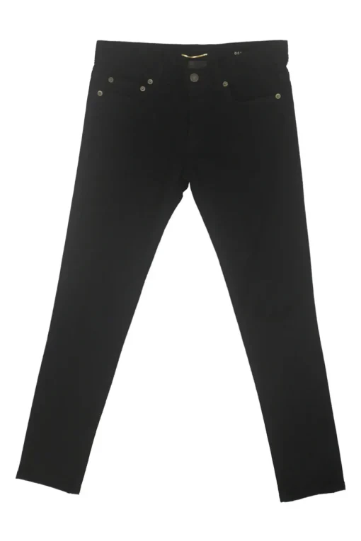 Black cotton-blend mid-rise pull-on cigarette skinny jeans