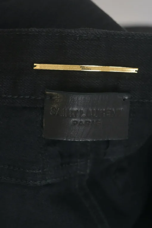 Black cotton-blend mid-rise pull-on cigarette skinny jeans