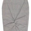 Black cotton-blend Prince of Wales check twist-front pencil skirt
