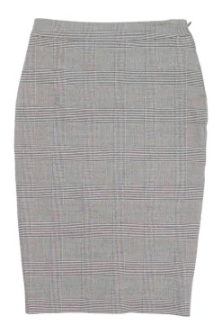 Black cotton-blend Prince of Wales check twist-front pencil skirt