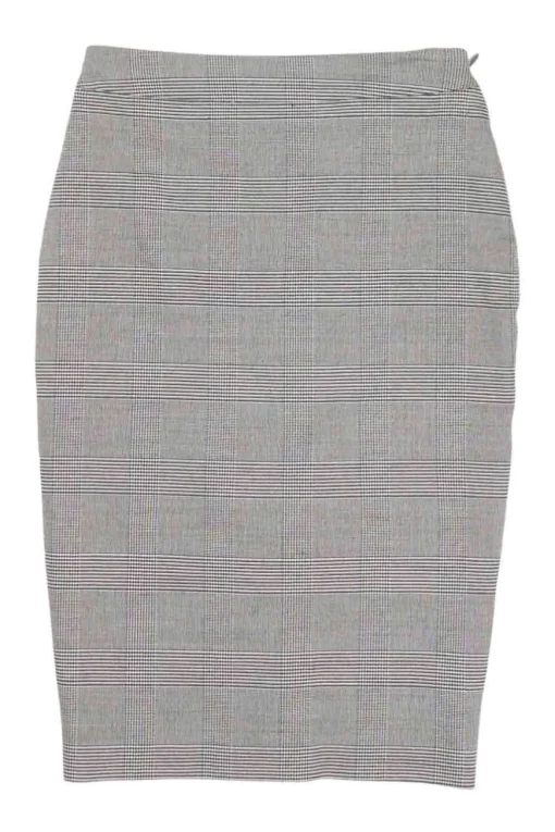 Black cotton-blend Prince of Wales check twist-front pencil skirt