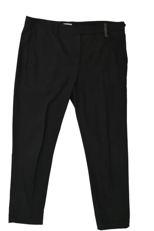 Black cotton-blend pull-on low-rise cropped skinny trousers